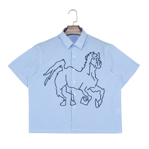 Áo sơ mi nam dáng hộp kẻ sọc in logo theo yêu cầu - Product Image 1