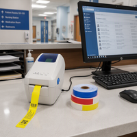 GPrinter Label Barcode Desktop GP-3200TLA pencetak gelang termal 203DPI dapat dicetak untuk pita ID pasien keberuntungan