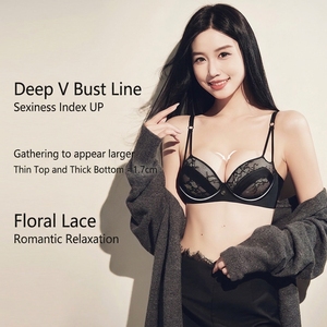 Reggiseno <span class=keywords><strong>Francese</strong></span> Senza Ferretto Push-up per Seno Piccolo, con Pizzo e Supporto Laterale, Anti-cedimento, Elegante, Sexy e Traspirante - Product Image 1