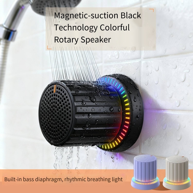 Portable Mini Speaker with Magnetic Knob, RGB Lights and Phone Stand Feature
