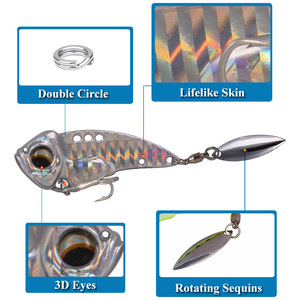 Vib leurre appât rotatif paillettes taquineries métal engrenage dur appât sang rainure crochet 40g pour bar poisson d'eau salée équipement de pêche - Product Image 3