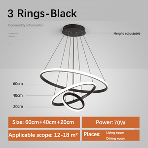 Lámpara Colgante LED de Aluminio <span class=keywords><strong>Heny</strong></span>, Estilo Minimalista y Lujoso para Dormitorio, Arte Moderno Personalizado, en Blanco/Dorado/Negro - Product Image 4
