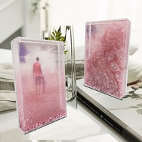 Marco de Fotos Acrílico con Purpurina Rosa de 4x6 Pulgadas, Marco de Fotos Líquido Decorativo Económico con Agua y Purpurina, Opciones de Personalización