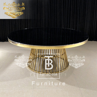 Ensemble de table de banquet de mariage ronde en acier inoxydable de luxe moderne pour hôtel avec plateau en verre trempé