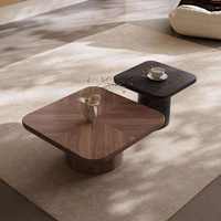 Table basse ronde en bois noir Wabi Sabi pour hôtel et salon
