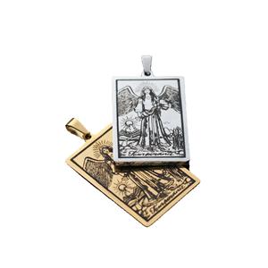 Colgante de tarjeta de Tarot de 22 cartas de acero inoxidable Retro europeo <span class=keywords><strong>y</strong></span> americano Jingxiang, titanio galvanizado al vacío de 18K para hombre N - Product Image 5