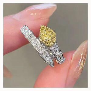 Xinfly 18K Real Gold Snake Head <b>Opening</b> <b>Ring</b> 0.4CT Yellow Diamond Classic <b>Ring</b> for Women's Anniversary - Product Image 1