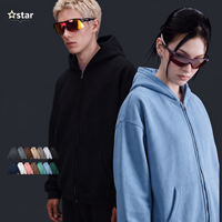 Sweat-shirt à capuche zippé pour homme en mélange de coton et polaire, uni, à manches longues, décontracté, streetwear d'hiver, personnalisable avec logo OEM ODM