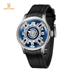 Premium Blue Saffier Crystal Le Dome Horloges Fabrikanten Unieke Casual Waterdichte Centrum Seconden Ronde Horloges Makers Oem Odm