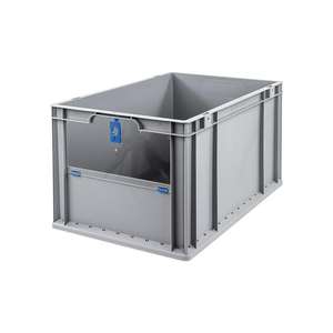 ALLIT Conteneur de transport empilable L600xL400xH320mm gris bleu PP avec vitre pliante côtés fermés - Product Image 1