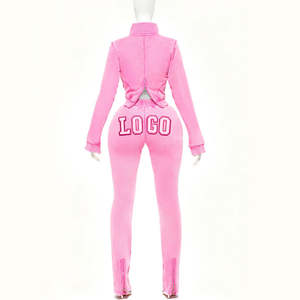 ชุดวอร์มมีซิปคู่สำหรับผู้หญิงผ้าคอตตอนนิ่มปักลายผ้าคอตตอนซักได้ตามต้องการ - Product Image 3