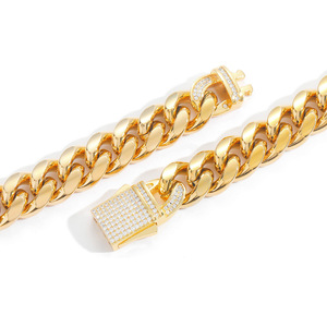 Hip Hop Stainless Steel 3D Cuban Link <b>Chain</b> with Zirconia Buckle <b>Titanium</b> Steel Necklace & Bracelet - Product Image 5