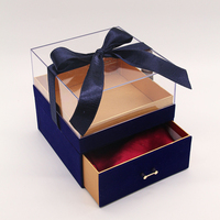 Boîte recyclable personnalisable de tiroir de conception de luxe spéciale avec le couvercle/ruban transparents