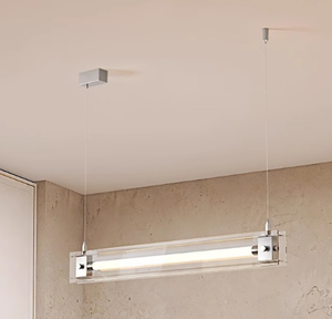 <span class=keywords><strong>Suspension</strong></span> en verre longue et moderne de style industriel pour îlot de <span class=keywords><strong>cuisine</strong></span>, café, bar, table à manger, luminaire suspendu - Product Image 5