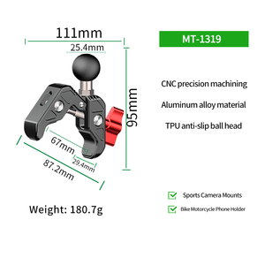 Support de pince de caméra d'action personnalisé en usine OEM pour vélo/vélo/moto guidon pôle trépied Tube barre transversale tiges de <span class=keywords><strong>cardan</strong></span> - Product Image 2