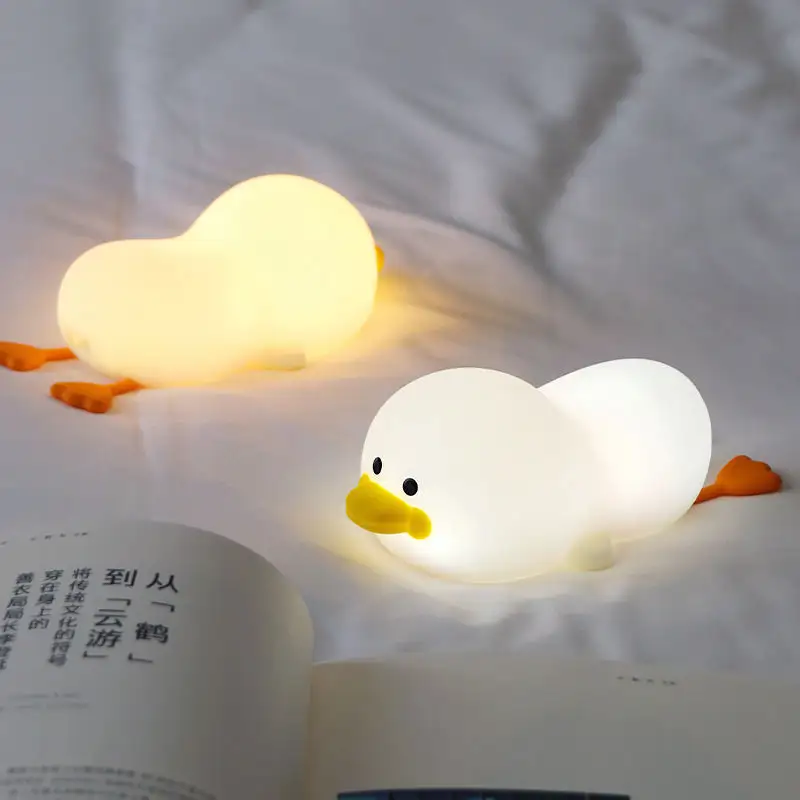 Lampe LED en forme de canard de dessin animé mignon Offre Spéciale, décoration de la maison, Recharge Usb, veilleuse en Silicone pour la chambre des enfants