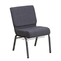 Chaise de conférence empilable en métal avec dossier en tissu et porte-gobelet et porte-livre