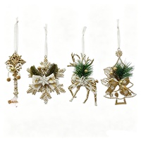 Décorations de Noël européennes en plastique style vintage, motifs flocon de neige et élan, best-sellers transfrontaliers en platine