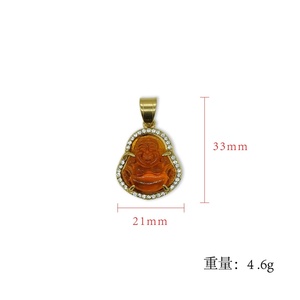 Delicado Collar con Colgante de Buda de Piedra Natural Chapado en Oro, Collar con Colgante de Buda de Jade en Acero Inoxidable - Product Image 6