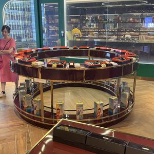 Tùy Chỉnh Phong Cách Kinh Doanh Bằng Gỗ Cuba Xì gà Phòng Nội Thất Hàng Hóa Hiển Thị Tủ Gỗ Vàng Xì gà Cửa Hàng Thông Tư Showcase - Product Image 1