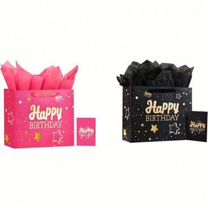 Bolsa de Regalo Mediana con Papel de Seda y Tarjeta de Felicitación para Fiestas de Cumpleaños para Hombres y Mujeres - Product Image 1
