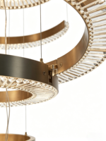 Lampu Gantung Kristal Spiral Modern Besar dari Baja Tahan Karat, Lampu Hias Cincin Mewah Custom LED, Garansi 2 Tahun, untuk Lobi Hotel dan Villa