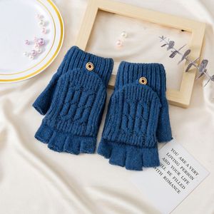 FF3182 jakarlı cabrio yarım parmak örgü eldivenler soğuk hava sürüş bisiklet eldivenler sıcak kış parmaksız eldiven - Product Image 5