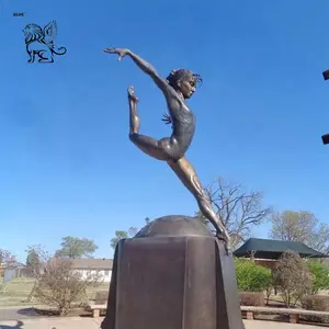 BLVE statue di stato del parco di divertimenti a grandezza naturale ragazza nuda che fa ginnastica decorazione esterna scultura sportiva in bronzo BSJ-74