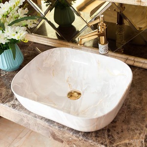 Lavabo da Appoggio in Ceramica con Foro Singolo, Lavandino da Bagno di Lusso Rotondo - Product Image 2