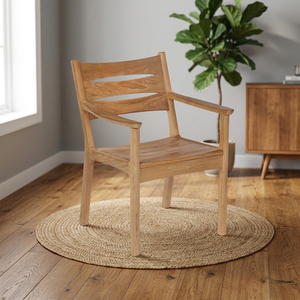 Modern Wood <b>Dining</b> Chair with Armrests-Eco-Friendly Waterproof & Durable for Home Office & Park Use - Product Image 3