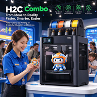 Printer 3D FDM Combo H2C Bambo Lab Versi EU UK Original, Tidak Terkunci, Plug and Play untuk Desainer, Pembuat, dan Bengkel
