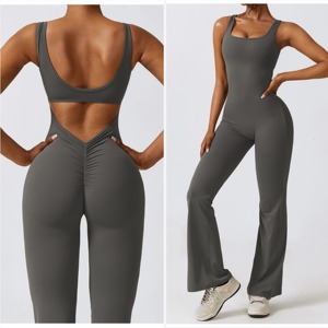 Lunga lunghezza cavo posteriore morbido rapido asciutto Scrunch dietro tuta Yoga abiti sportivi e un pezzo Stretch vestiti - Product Image 3