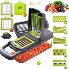 Amazon hot selling Kitchen multi 12 In 1 manual mandoline fruit vegetable cutter onion dicer  veggie slicer vegetable chopper