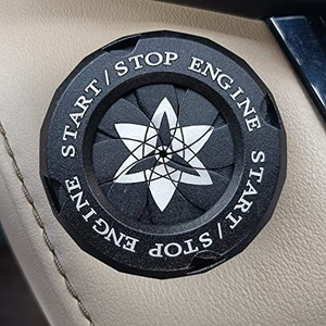 スピンプッシュボタンスタートカバー回転アルミ合金保護車の点火ボタン1つのキースタートカバー車のオートバイ用 (赤 - Product Image 5