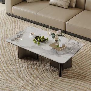 Mesa de centro de mármol, muebles rectangulares modernos y minimalistas para sala de estar, estilo nórdico de alta gama - Product Image 3