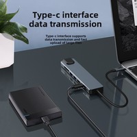 Adaptateur USB-C 8-en-1 vers 4K 30Hz pour la mise en miroir de l'écran, extension multi-ports Type-C avec carte TF SD, USB PD, RJ45 pour ordinateur portable, téléphone, tablette