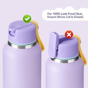 Bouteille d'eau isotherme personnalisée en acier inoxydable de 1000 ml (34 oz) avec paille, anti-fuite, sans BPA, maintien thermique 12-24h pour la gym - Product Image 4