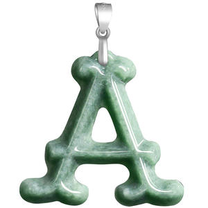 Pendentif en jade jadéite naturel avec lettre, en argent S925, unisexe, design original, bijoux fins, colliers personnalisables B-A - Product Image 5