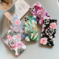 Ốp Điện Thoại Hoa Lá Đứng Cổ Điển Có Giá Đỡ Cho iPhone 11 12 Pro Max XR X XS Max 7 8 6S Plus Ốp Lưng Điện Thoại IMD Mềm