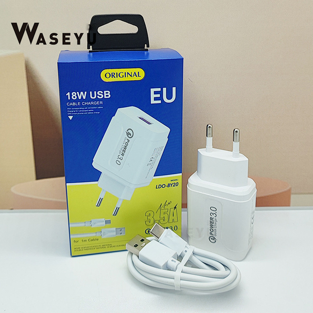 Single USB UK Standard 18W Fast Charging Charger QC3.0 Suitable for Android TYPE-C Mobile Phone 5V3A Set