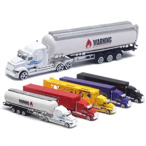New arrival 1:87 Customized logo metal Transport Die Cast Car Container Truck toy truck with semi-trailer and trailer