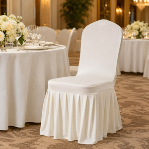 Housse de chaise de banquet en spandex de qualité commerciale avec jupe plissée, taille personnalisée pour hôtel, salle à manger, événement - Product Image 1