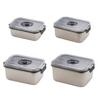 Boîte de conservation alimentaire sous vide en acier inoxydable 304 multi-tailles avec couvercle en plastique, empilable, design moderne, multifonctionnelle pour réfrigérateur, garde-manger et cuisine