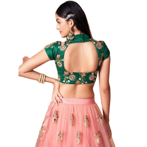 Filet de travail glamour pour miroir pêche Vêtements de mariage Lehenga Choli Miroir décoratif élégant Lehenga pour les mariées - Product Image 1