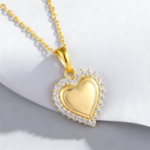 थोक में सोने की प्लेटेड मोइससानाइट पेलेंट हार्ट हार 925 स्टर्लिंग चांदी के अच्छे गहने पहनने वाली महिलाओं के लिए - Product Image 2