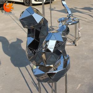 Patung tupai geometris dipoles baja tahan karat instalasi seni Plaza komersial luar ruangan ornamen berdiri lantai besar - Product Image 3
