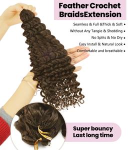 Nouvelle extension de cheveux humains à boucle en anneau avec pointe plumeuse pour tresses au crochet FH # Extensions de cheveux tressés 99j, mèches de cheveux humains vierges - Product Image 4