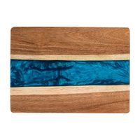 Gadgets pour la maison 2026 Planche à découper rectangulaire extra large en résine bleue et bois, pratique et unique, pour outils de cuisine durables