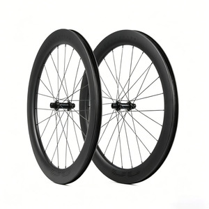 Jeu de roues de vélo de route en fibre de carbone tissée à section profonde 8MM, compatible tubeless, frein à disque Center Lock, rayons Straight-Pull - Product Image 5
