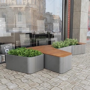 กระถางปลูก<span class=keywords><strong>ต้น</strong></span>ไม้โลหะพร้อมที่นั่งกลางแจ้งทำจากไม้กระถางปลูกต้นไม้โค้งเหล็กพร้อมที่นั่ง - Product Image 2